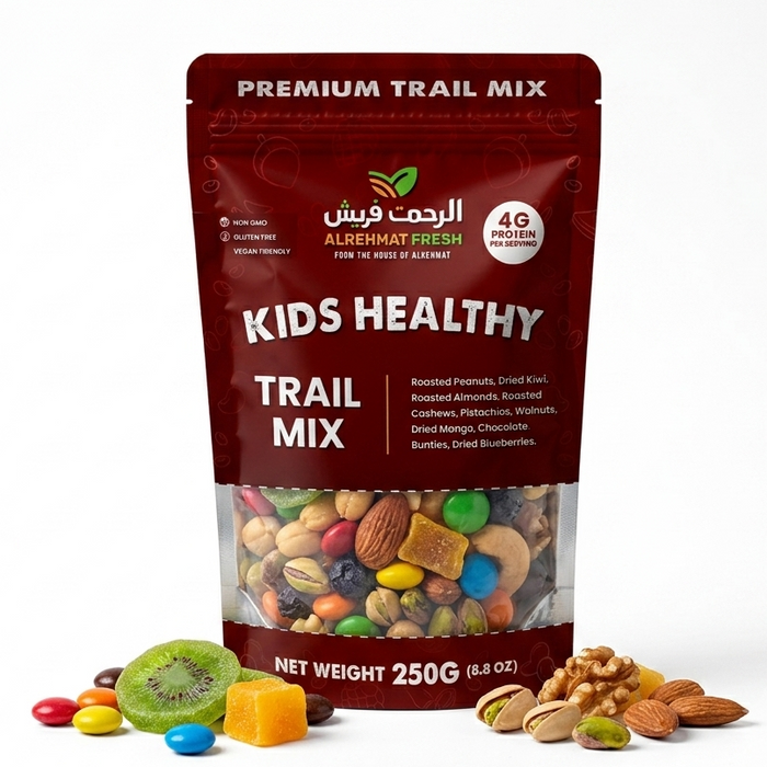Al Rehmat Fresh Kids Healthy Trail Mix 250g pouch healthy school lunchbox snack for children Pakistan