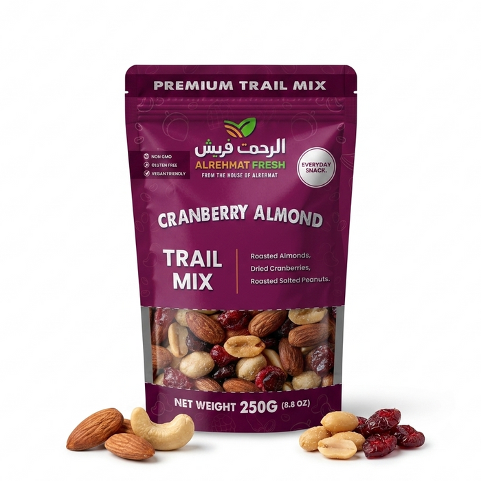 Al Rehmat Fresh Cranberry Almond trail mix 250g pouch roasted almonds dried cranberries salted peanuts Pakistan