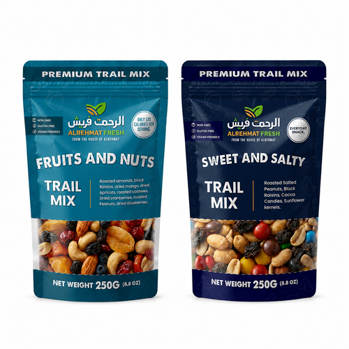 Al Rehmat Fresh Everyday Duo bundle Fruits and Nuts plus Sweet Salty 250g trail mix pouches Pakistan