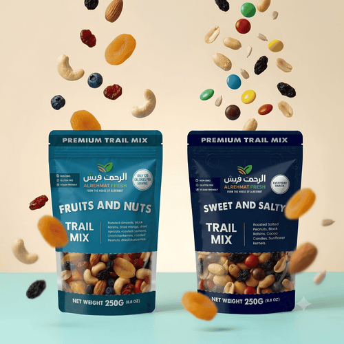 Al Rehmat Fresh Everyday Duo bundle Fruits and Nuts plus Sweet Salty 250g trail mix pouches Pakistan