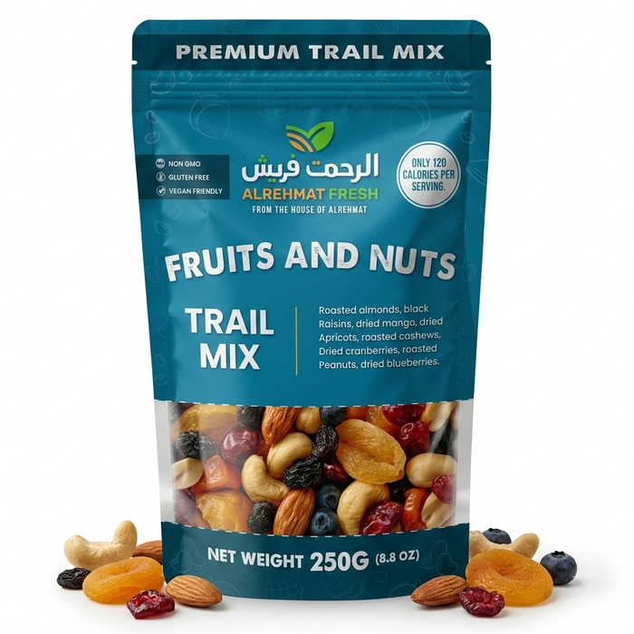 Al Rehmat Fresh Fruits and Nuts dry fruit mix 250g pouch raisins mango apricots almonds cashews Pakistan