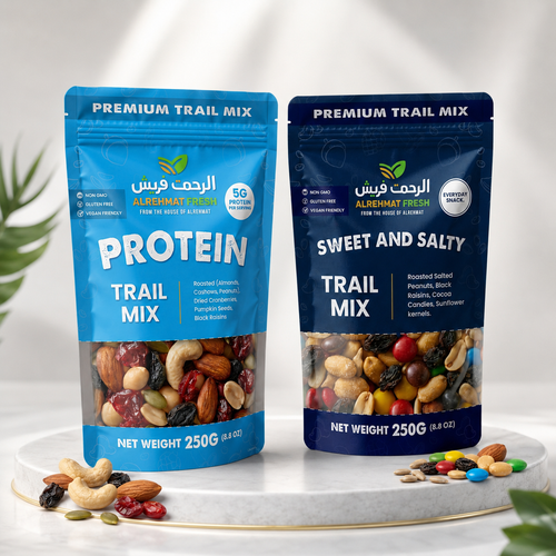 Al Rehmat Gresh Starter Duo two 250g trail mix pouches Protein and Sweet Salty bundle Pakistan